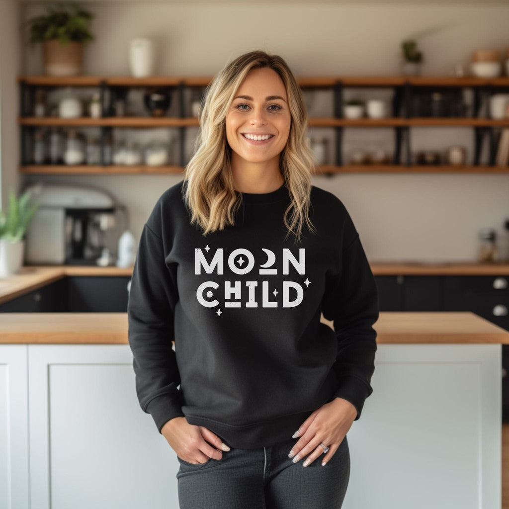 Moon Child Sweatshirt, Biofair, Vegan Schwarz XS 